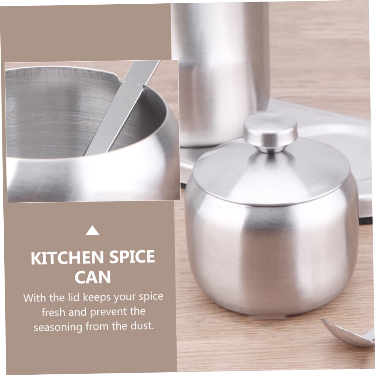 Boîte D’assaisonnements Cuisine en Acier Inoxydable avec Couvercle