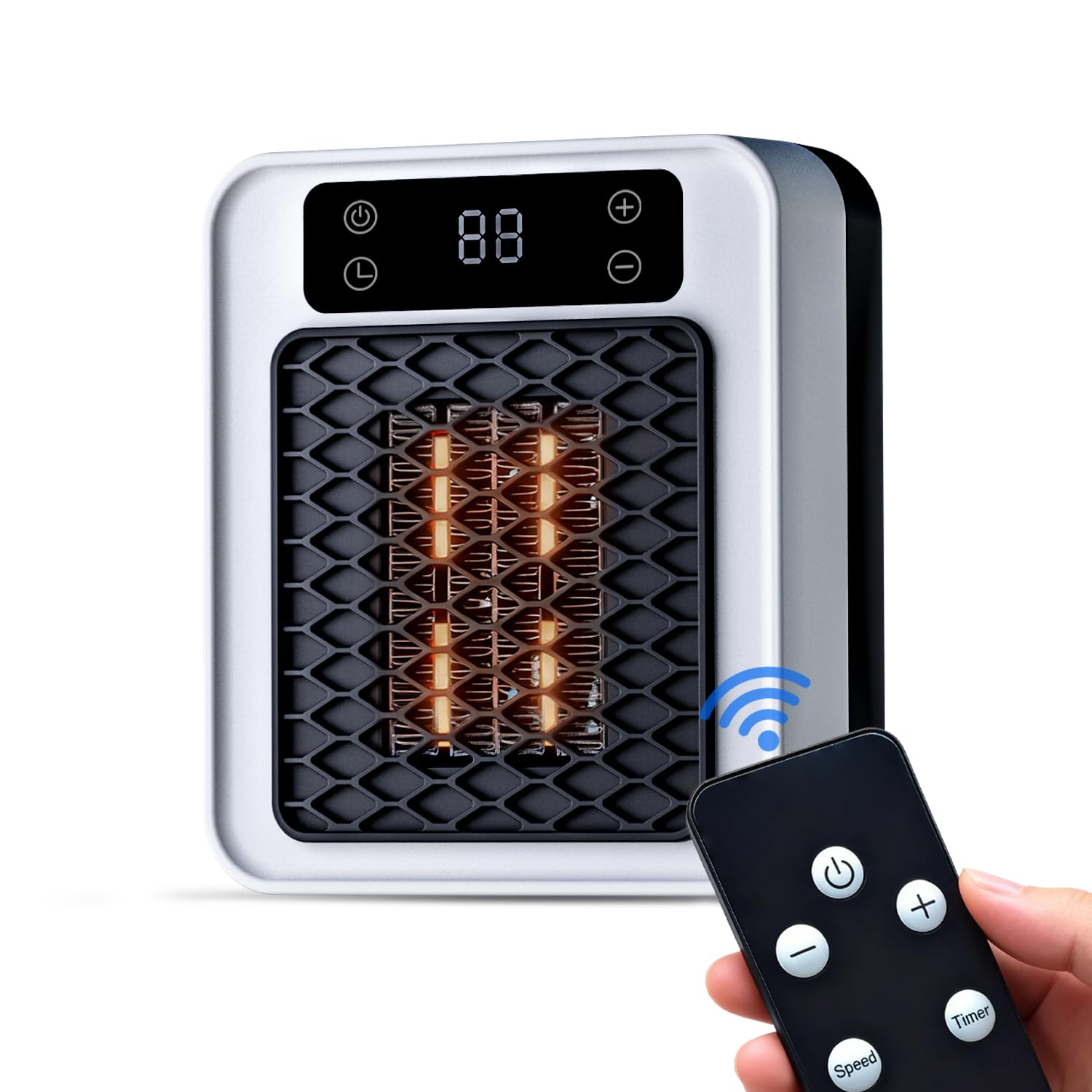 Space Heater Indoor 450W PTC Programmable portable wall heater Remote plug in wall outlet heater with LED Display