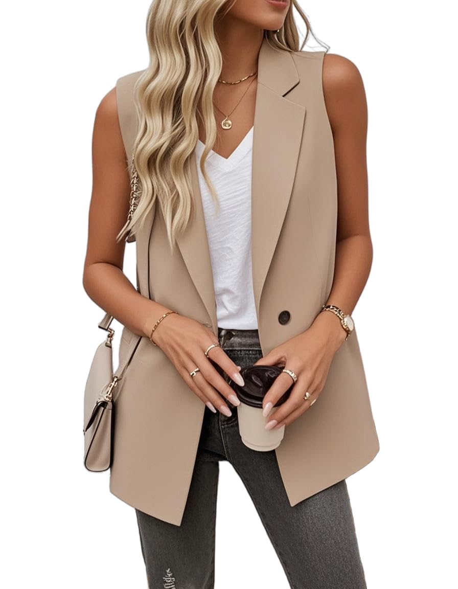 IDEALSANXUN Womens Sleeveless Blazer Vest Tops Dressy Business Work Suit Jackets