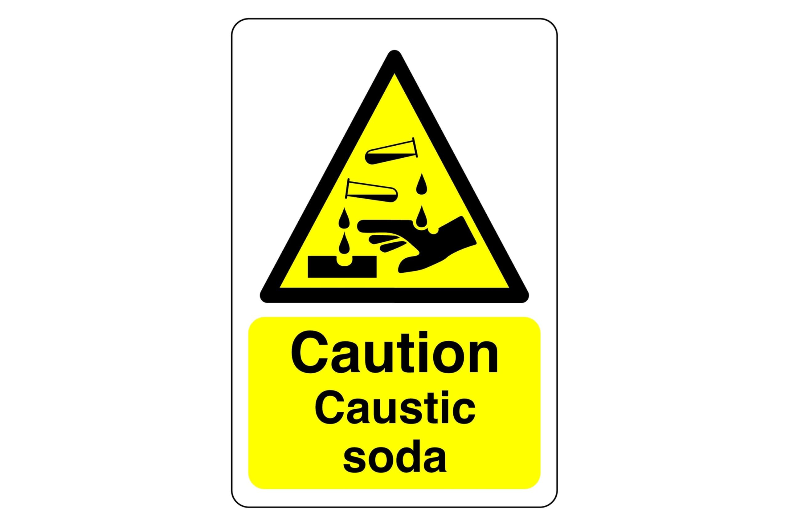 Safety First Display Ltd Red/Black Caution Caustic Soda Sign - 1.2Mm Rigid Plastic For Indoor/Outdoor Usage (300Mm X 200Mm) Viewing Distance Within 7M.