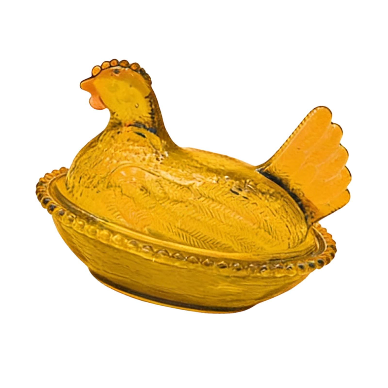 Kahdgss Yellow Unique Artistic Hen On Nest With Lid Hen Figurine Covered Candy Jar For Home Table Shelf Decors Gift Giving Candy Figurine Animal Art Party Theme
