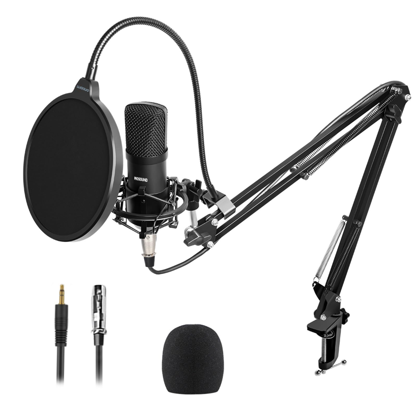 ProSound XLR to 3.5mm Microphone Boom Arm Kit Condenser Cardioid Polar Pattern