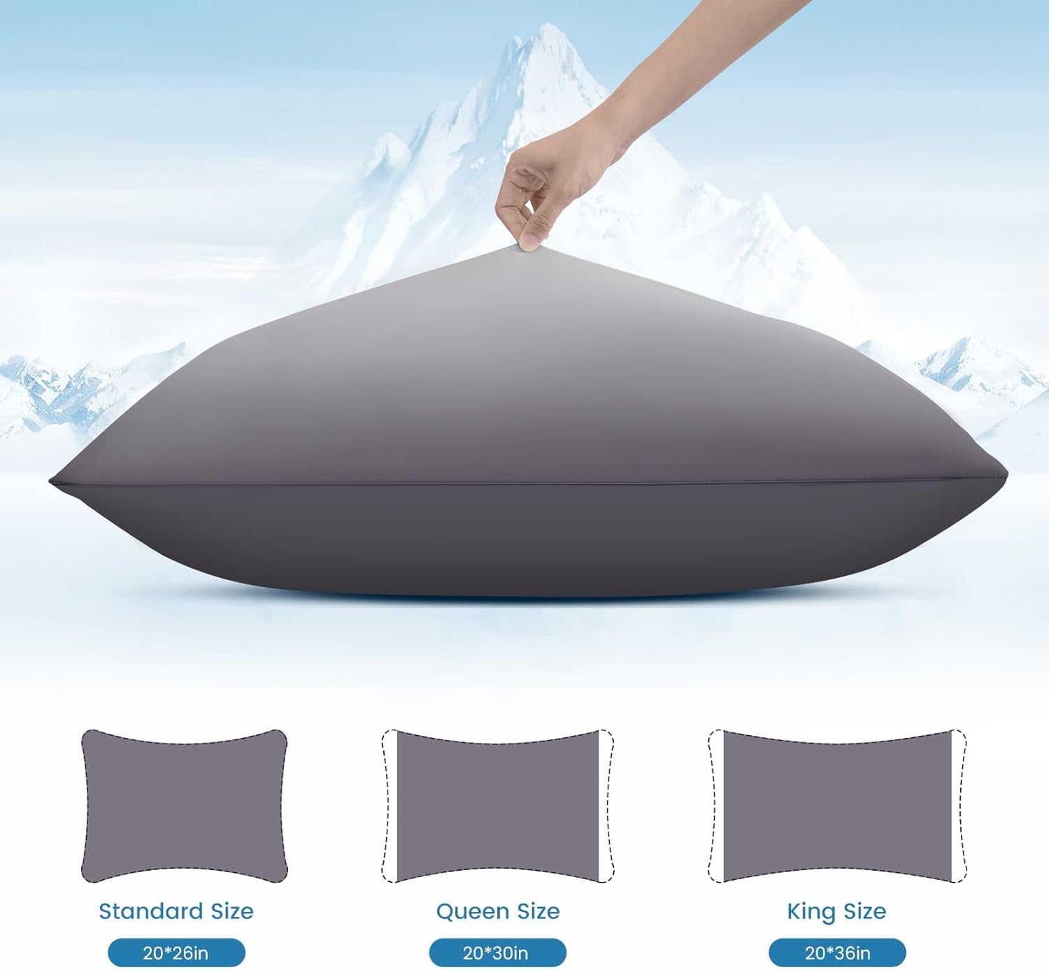 LUXEAR Cooling Pillow Cases, 2 Pack Queen Size Arc-Chill Q-max > 0.5 Gradient Cool Pillowcases for Hair Skin,Breathable Silky Cooling Summer Pillow Cover for Hot Sleepers & Night Sweats- Gradient Gray