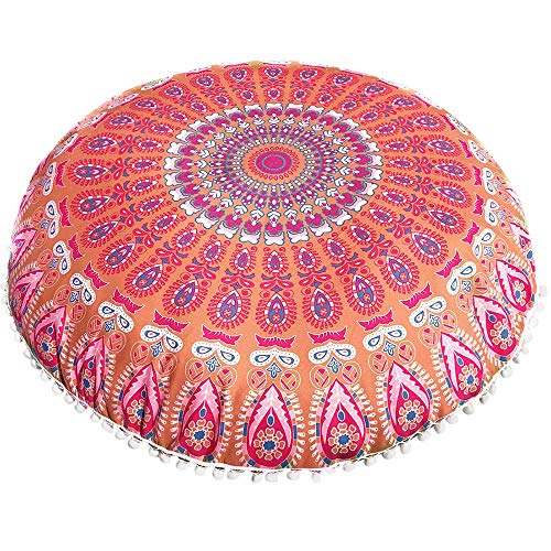 Yookstar Rund Bunt Bodenkissen Meditation Kissen Sitz Überwurf Mandala Hippie Indische Böhmisch Boho Hundebett Abdeckung Dekorativ Kissenbezug(E,) Cover