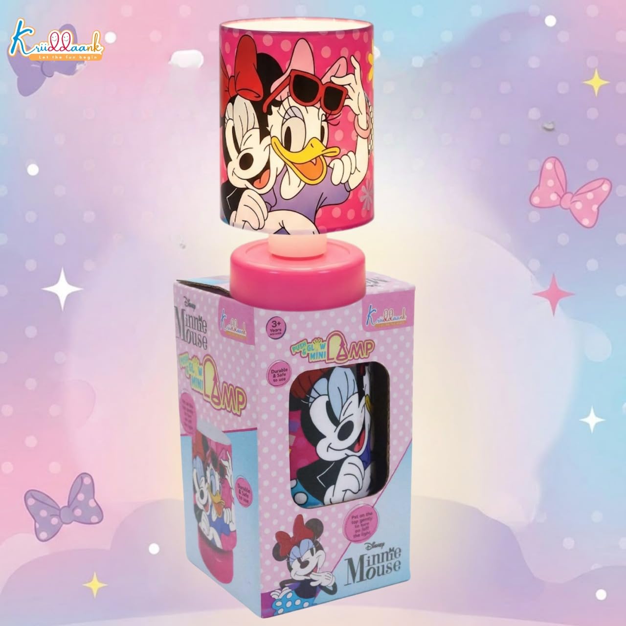 Kriiddaank Minnie Mouse Themed Table Lamp for Kids - Push & Glow