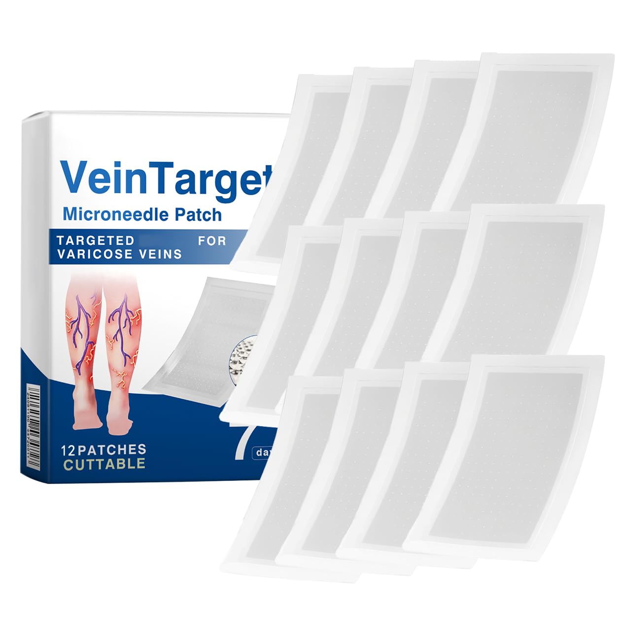 12 Stück Venöses Relaxans Mikronadeln pflaster, Venen Pflaster für die tägliche Hautpflege, Vein Target für Körperzonen, einfache Anwendung, geeignet für alle Hauttypen krampfadern pflasters