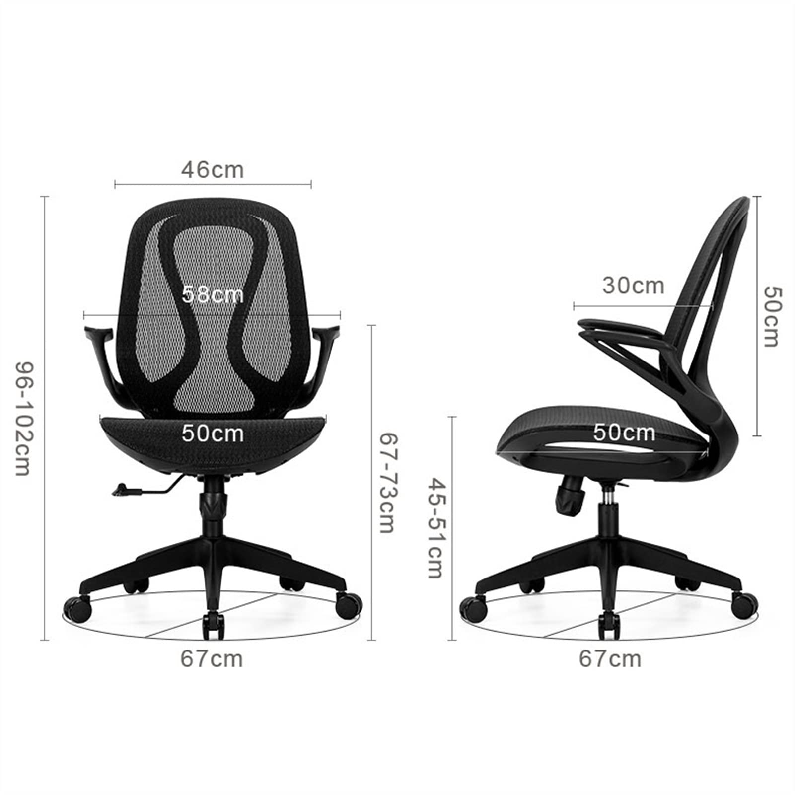 Sedia Ufficio Ergonomica In Rete Con Supporto Lombare 3D E Braccioli Ribaltabili – Nero - 5