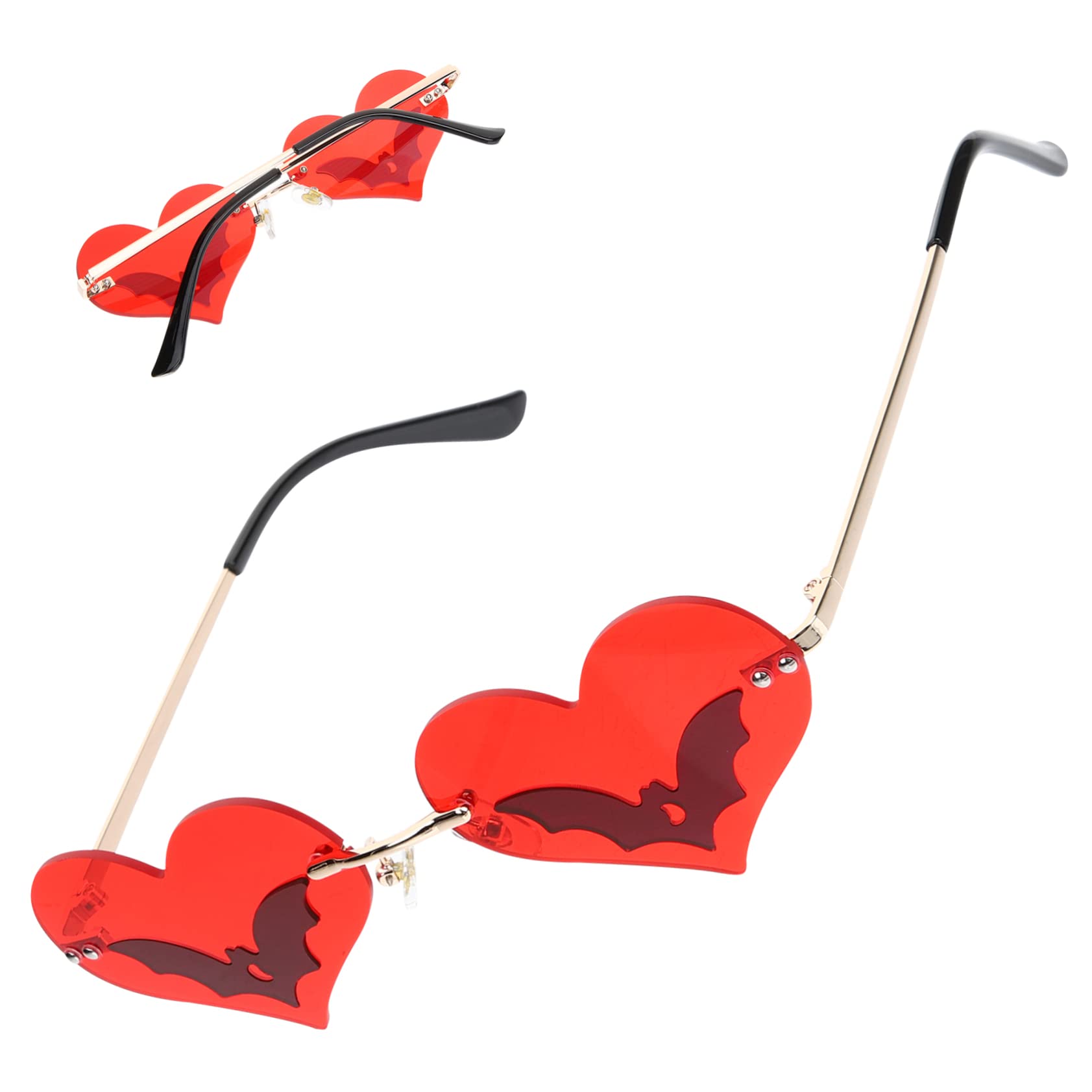 WOFASHPURET Beach Party Sunglasses Rimless Heart Sunglasses Stylish Frameless Glasses for Women Men Teens Fashion Accessory