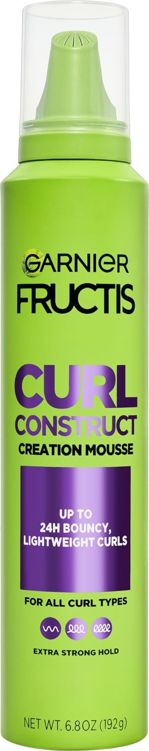 Garnier Fructis Curl Construct Creation Mousse, Curl Activator Provides Frizz Control, Long-Lasting Hold, and No Weigh-Down for Curly, Wavy, and Coily Hair, 6.8 oz (Packaging May Vary)