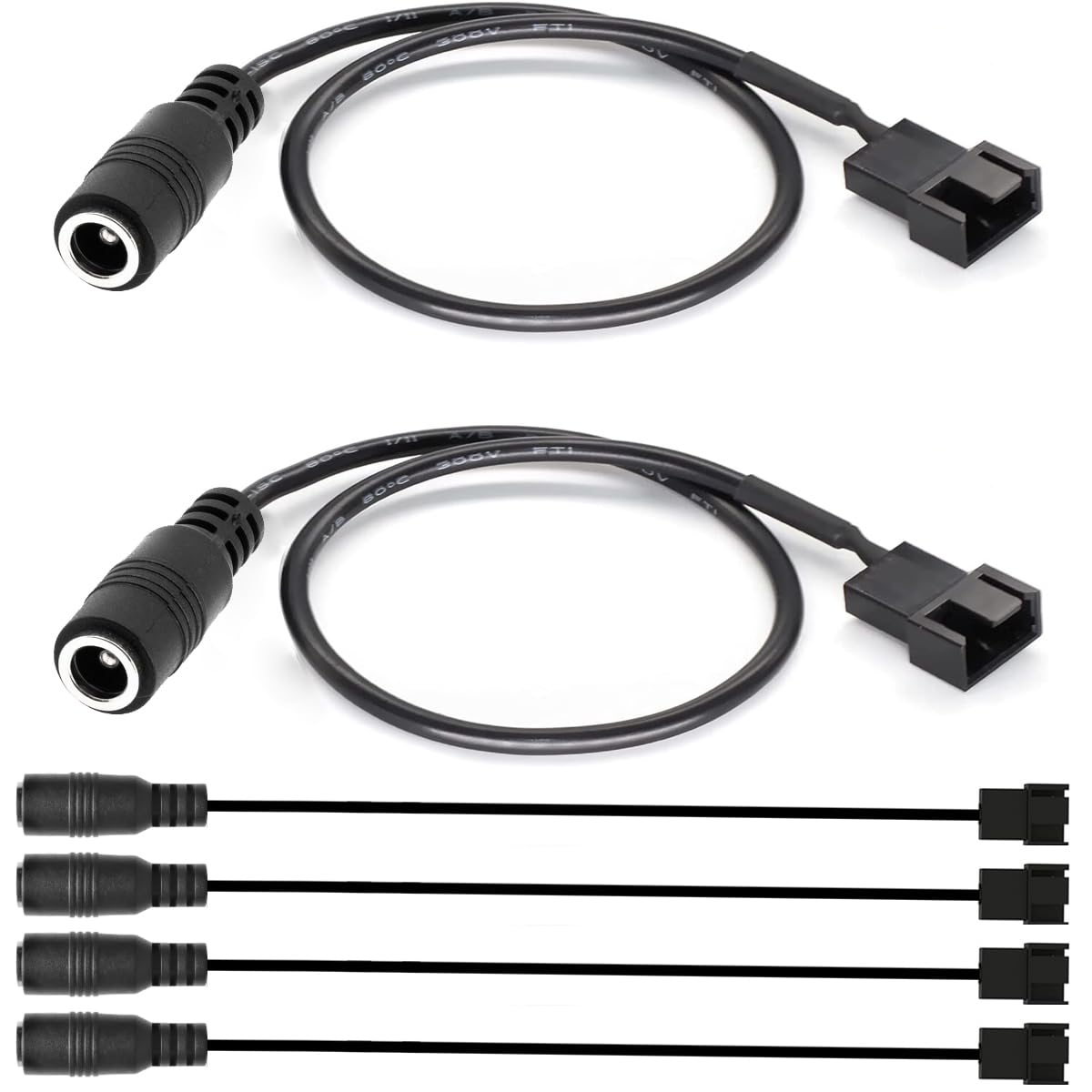 Gebildet 6PCS DC Power Plug to 3 Pin and 4 Pin PC Fan Power Adapter Cable, DC5521 to 3 Pin/4 Pin Cable