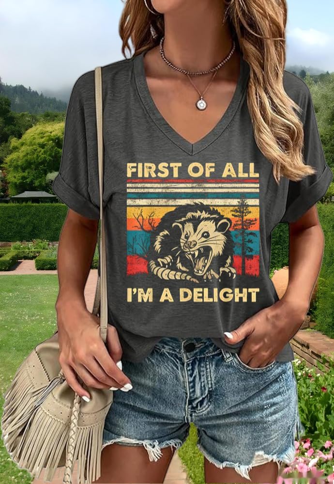 Graphic V Neck Shirt for Women Boho Floral Wildflowers Tee Casual Cottagecore Summer T-Shirt Blouse2