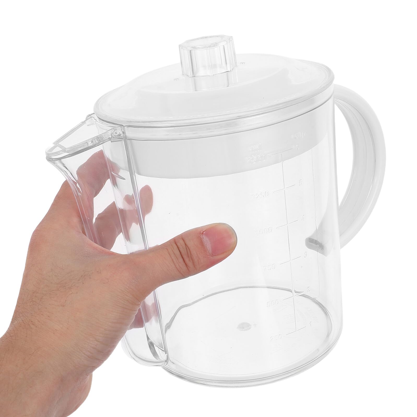 Fettabscheider Messbecher 1500 Ml mit Siebfilter Mikrowellengeeignet Weiß Küchenfettfänger für Haushalt und Restaurant