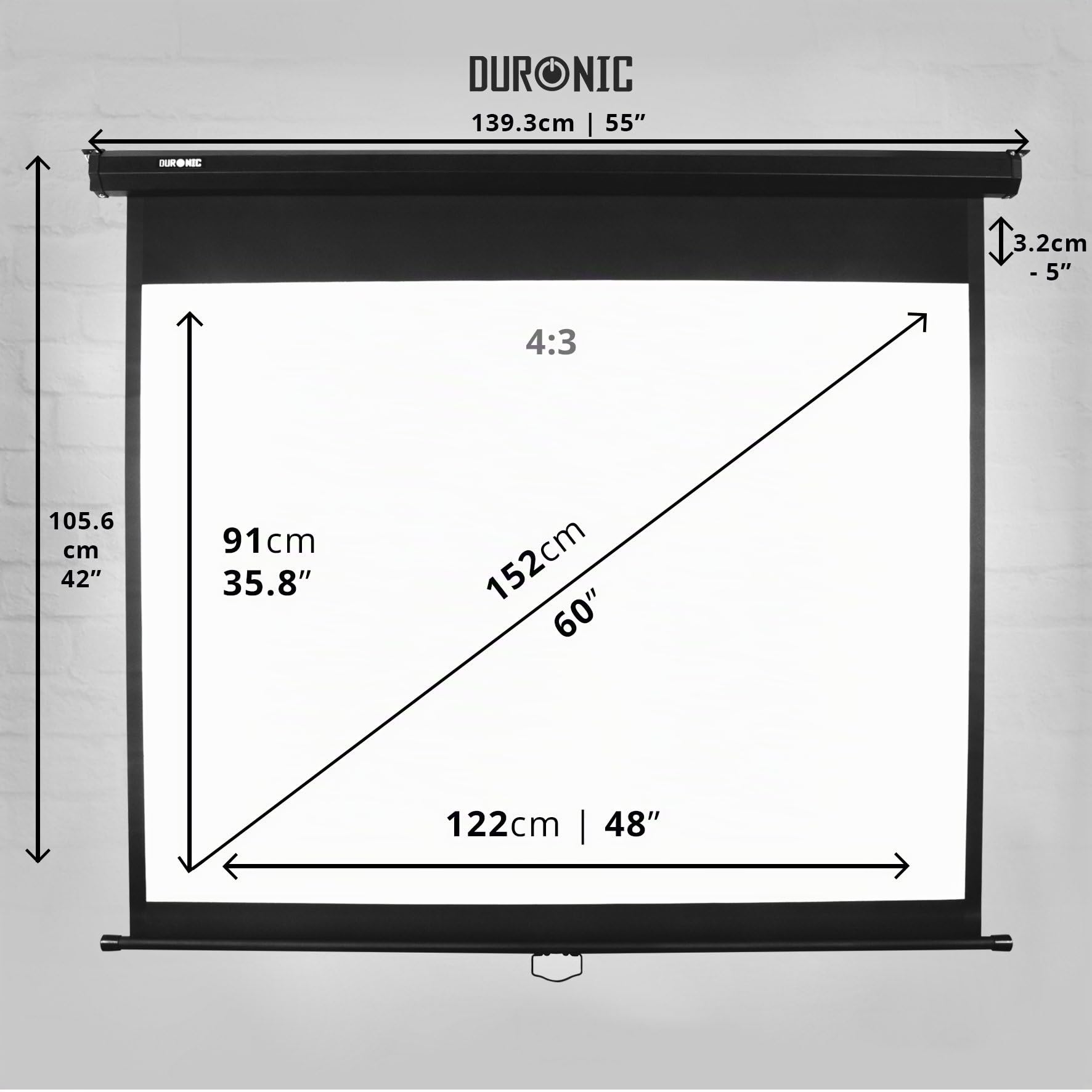 Duronic MPS60 4/3 Ecran de Projection TV Home Cinema 60 Pouces