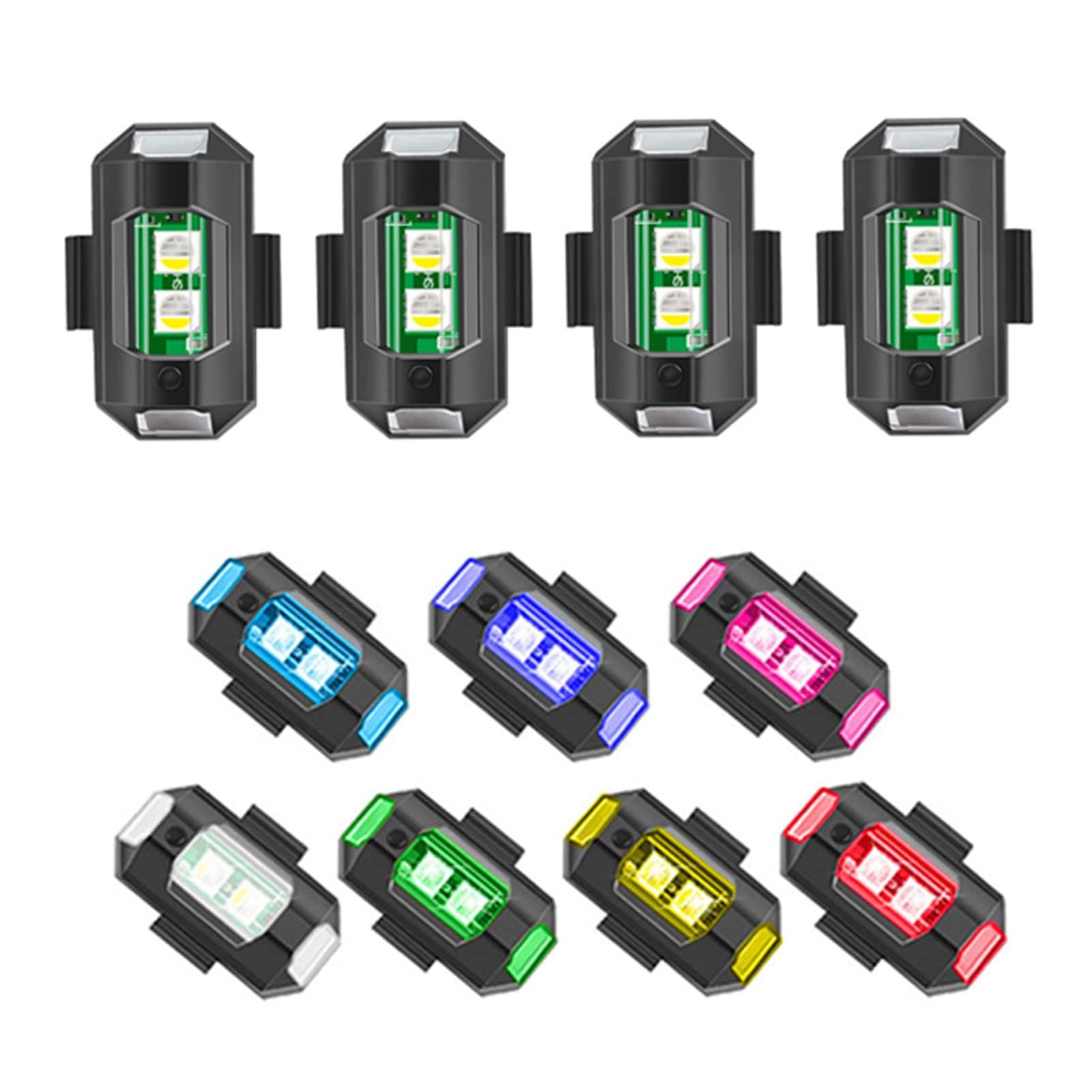4 Pcs Luce stroboscopica del drone, Luci di segnalazione per il volo notturno con 7 colori, Strobe Drone Light per droni