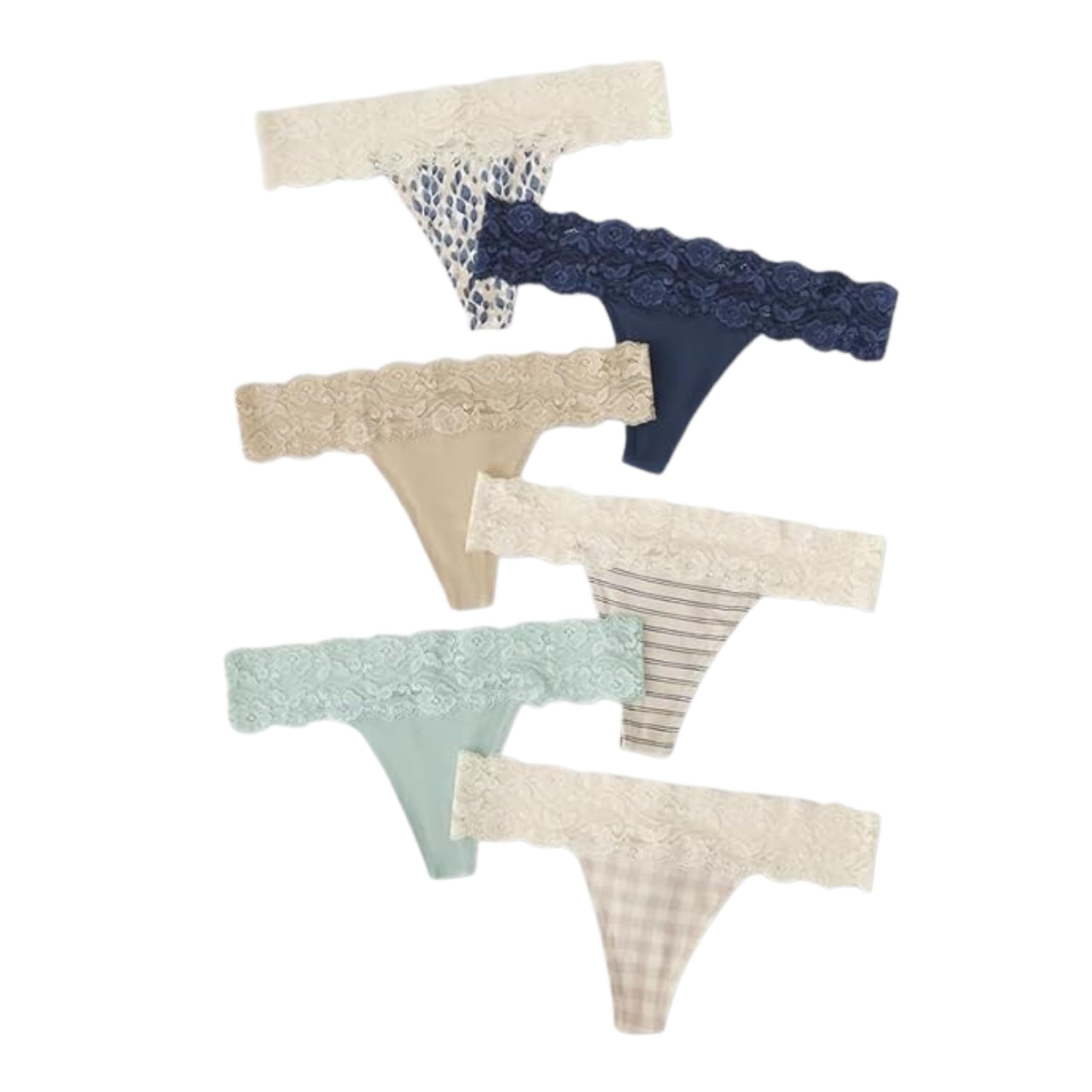 Women Lycra Cotton Lace Waist Thong Panty for Women & Girls (Pack of 6)-image-37