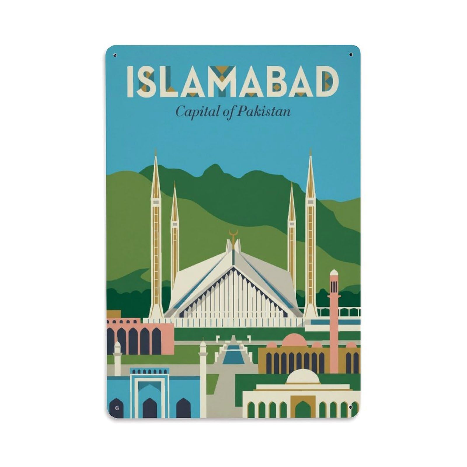 Huiyhb 8X12inch(20X30cm) Retro Pakistan Islamabad Travel Metal Tin Sign