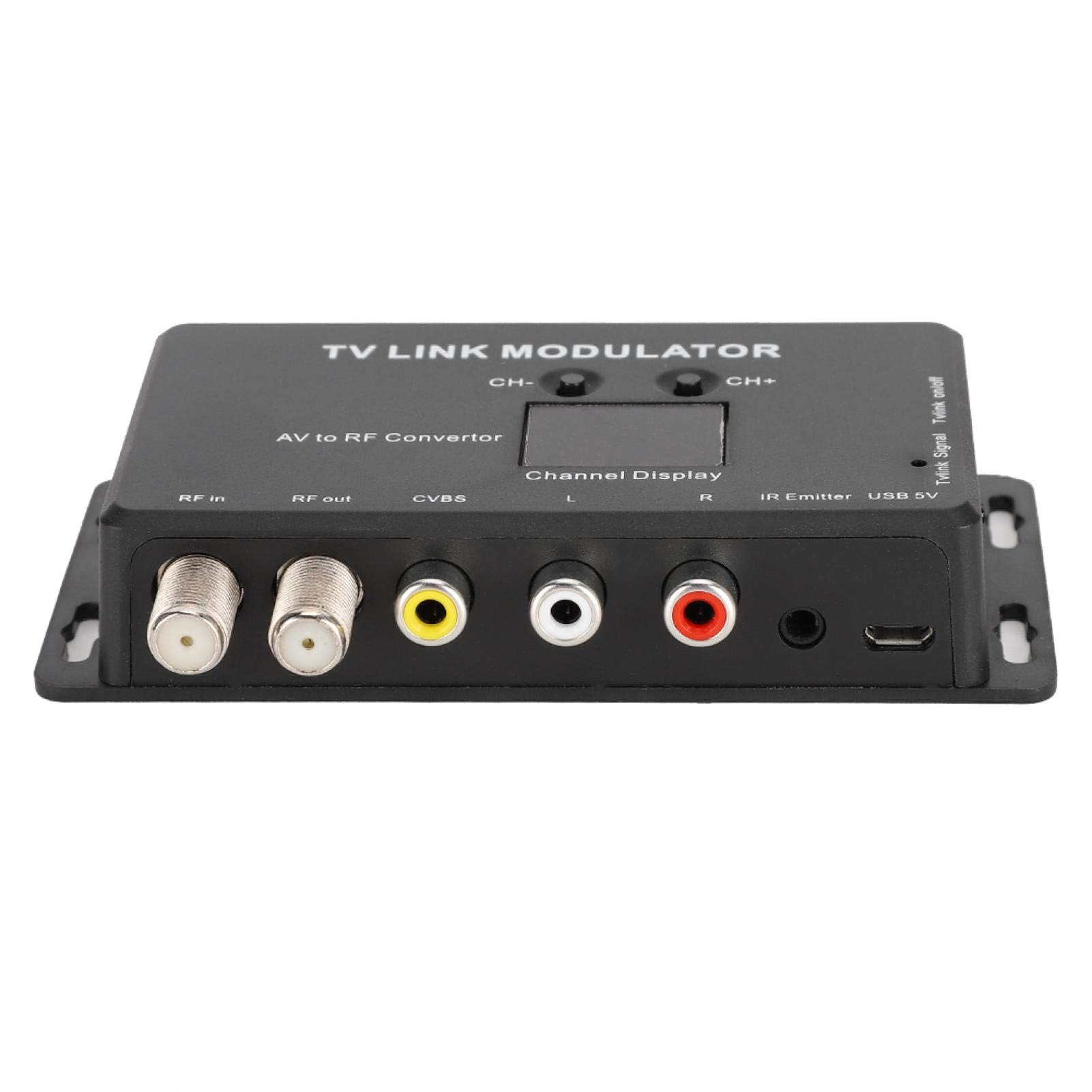 Dpofirs UHF-Modulator, TM70 UHF-TV-LINK-Modulator AV-zu-HF-Wandler IR-Extender mit Kanalanzeige, Modulatormodulator AV-zu-HF-Wandler-IR-Extender, Unterstützung von PAL/NTSC mit USB-Ladekabel