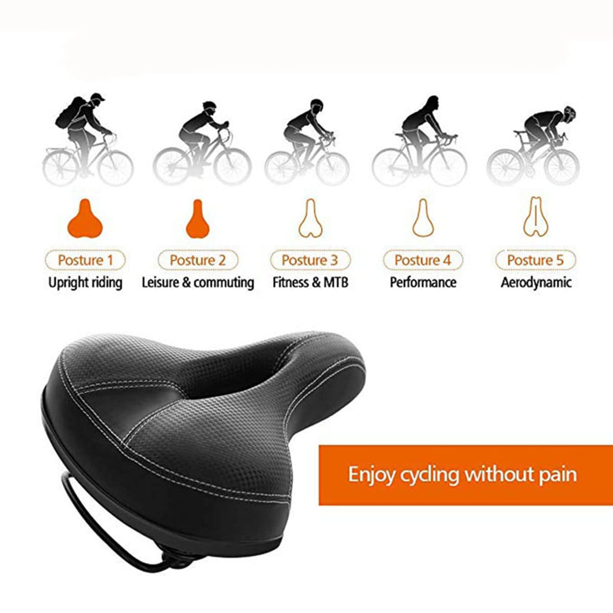 Dunlop Vehicle Selle de Vélo en Gel 265 x 185 mm PU Noir PU 265 x 185 mm
