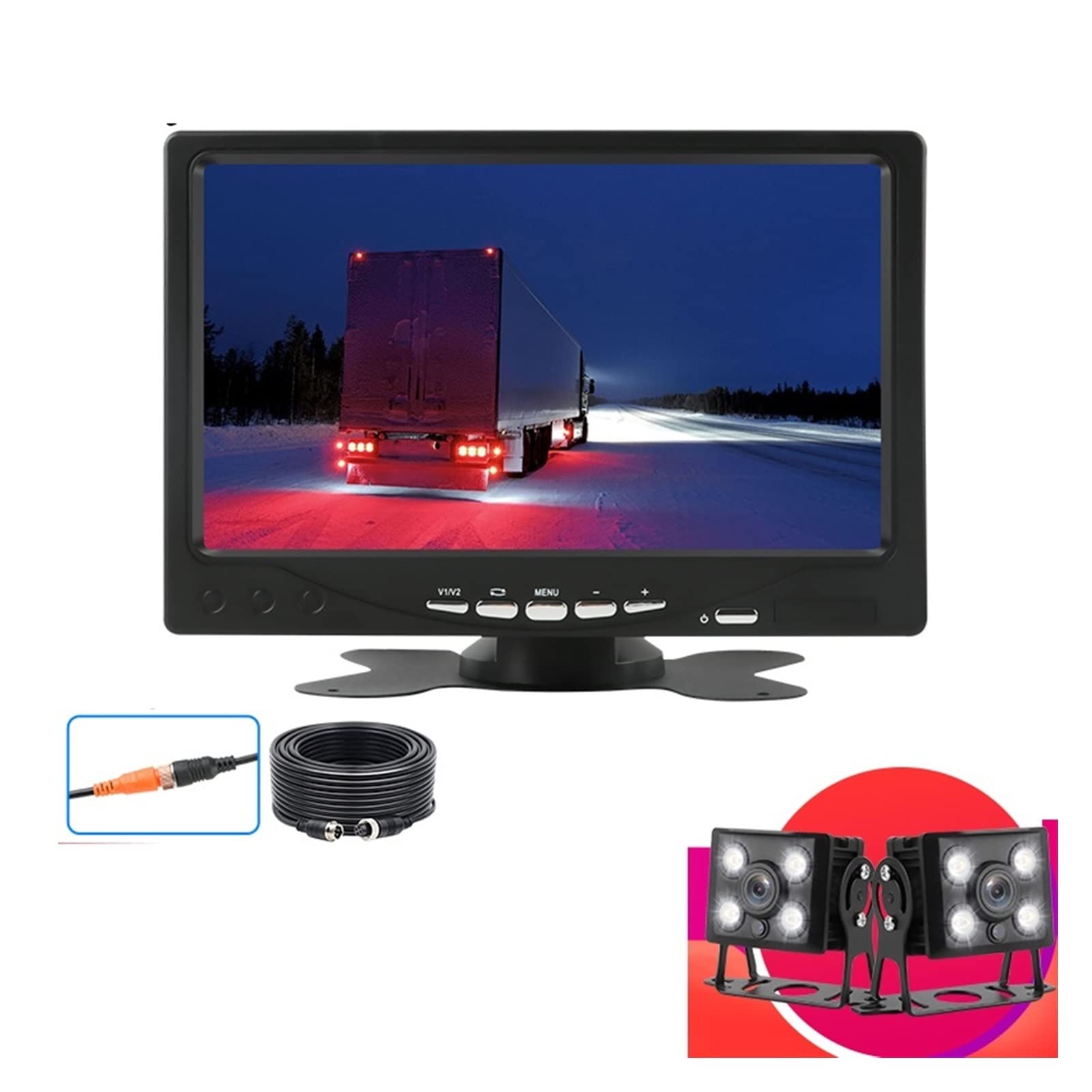 Monitor samochodowy Widok z tyłu Kopia zapasowa kamery Aviation Head Lights Night Vision Wodoodporna kamera 4PIN Ciężarówka do Koparka samochodowa Łatwa instalacja(With 1 Cam 15M)