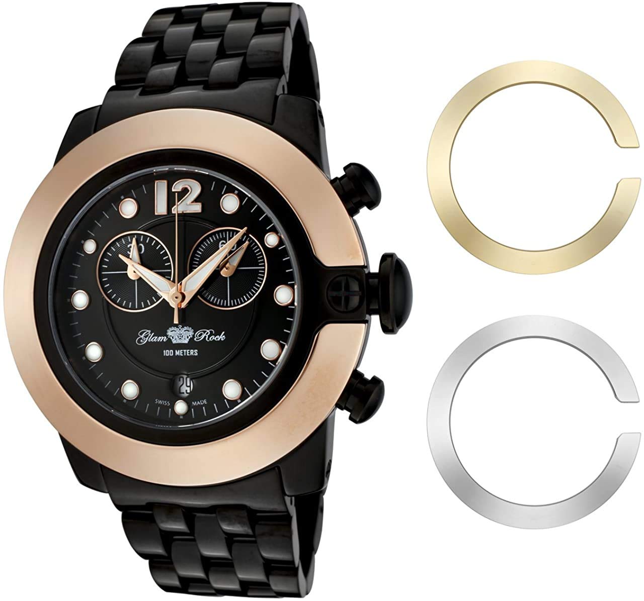 Glam Rock SoBe GR32183 Chronograf, czarny cyferblat, czarna stal nierdzewna platerowana jonowo