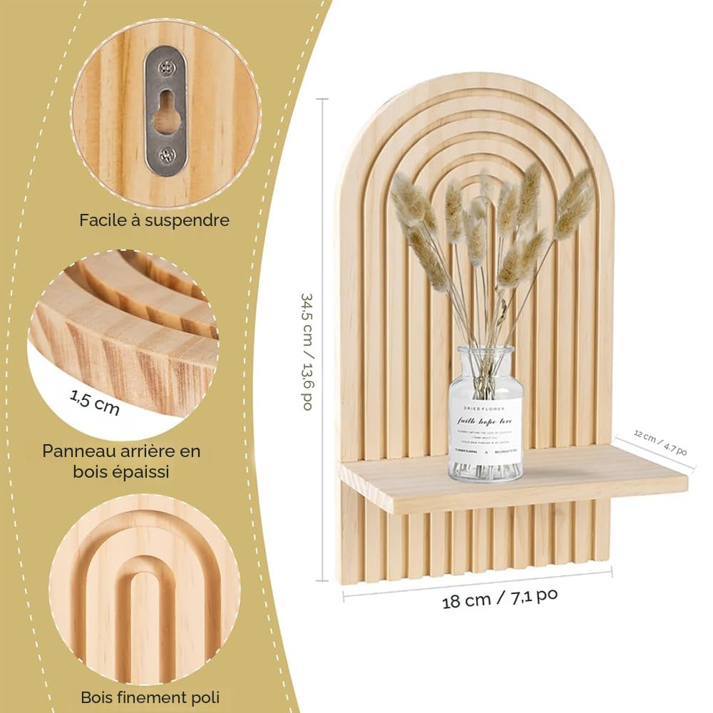 Lot De 2 étagères Murales Flottantes En Bois De Style Bohème