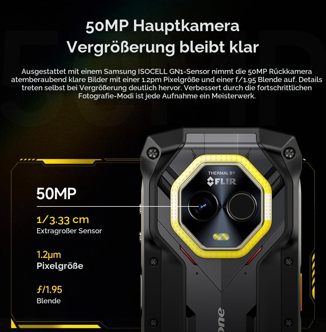 Ulefone Armor Mini 20T Pro 5G Thermografie (Lepton 3.5) Outdoor Smartphone Handflächengröße,16GB+256GB, 6200mAh Batterie Drahtloses Laden, 50MP Kamera, 4,7" HD+, IP68 Wärmebildkamera Android 14, NFC