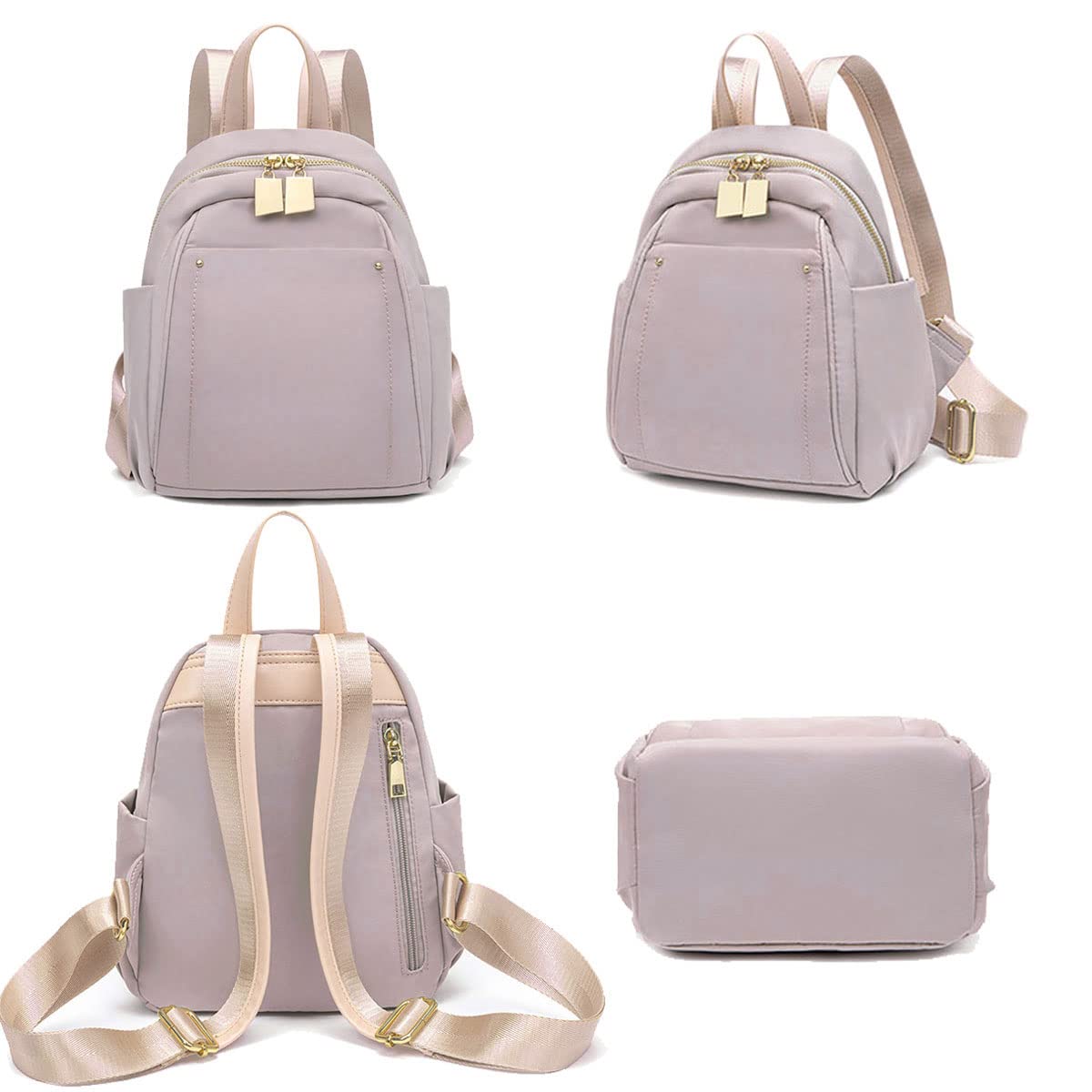 Mochila Pequeña de Moda para Dama, Hermoso Diseño de Mujer Mochila de Nylon en Colors Suave, Bolso Mochilas Ligeras Antirrobo con Múltiples Compartimentos para el Trabajo, Viajes, Ocio