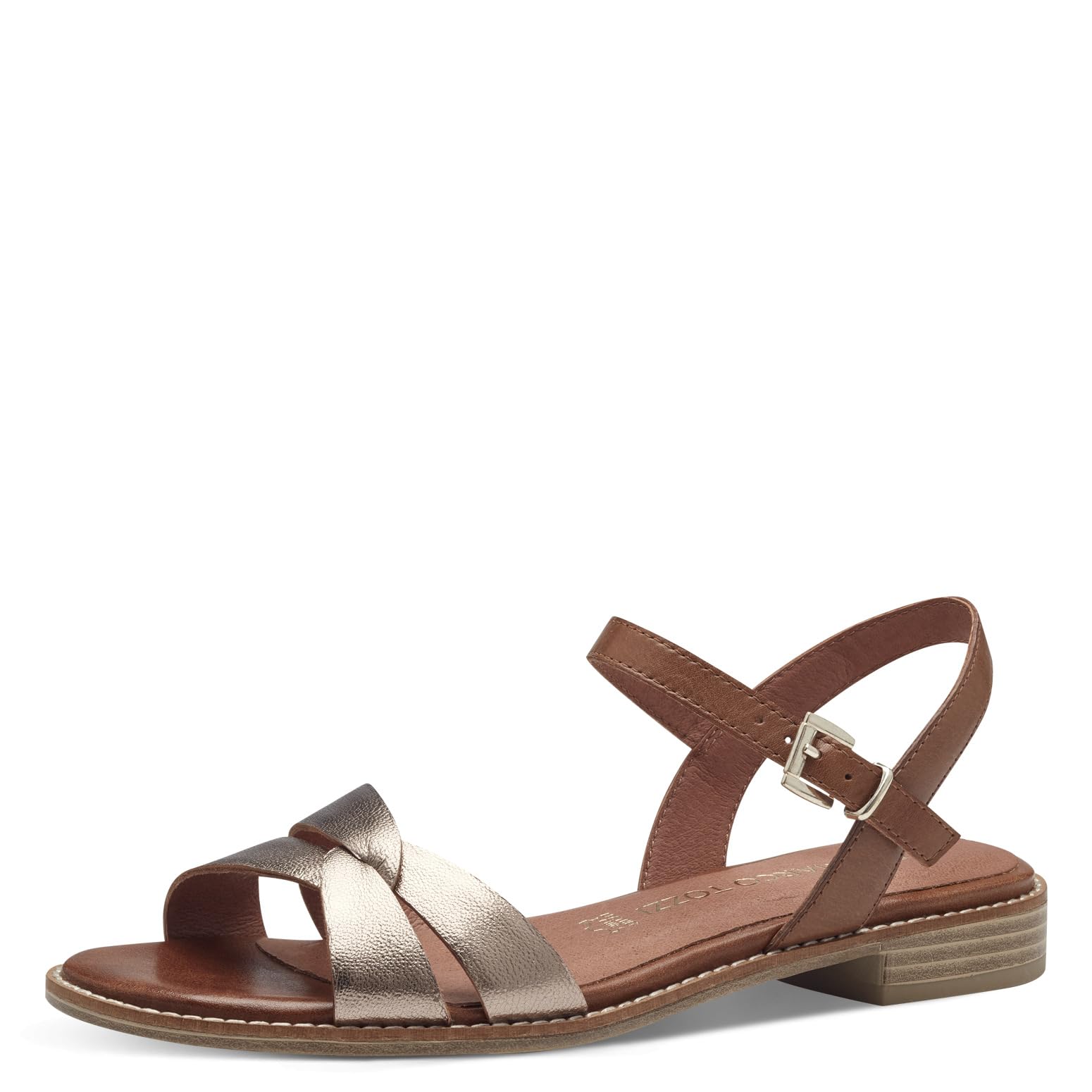 MARCO TOZZI Women's 2-28123-42 Heeled Sandal, Rose Met Comb, 6.5