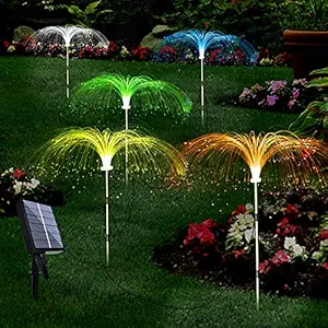 Fresherjilive Solar Jellyfish Lights 7 Color Changing Solar Outdoor Lights Decorative, 2 Lighting Modes Solar Flowers Light for Garden, Yard, Landscape and Driveway- Pack of 06