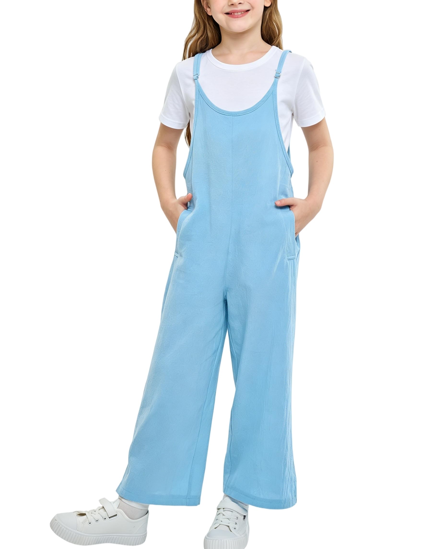Rolanko Mono sin Mangas para Niñas, Peto con Tirantes Ajustables