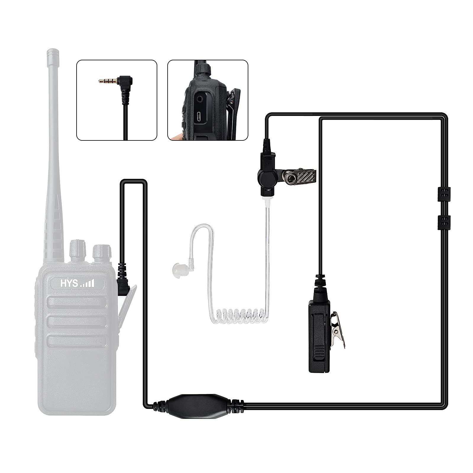 HYS Écouteurs intra-auriculaires avec tube acoustique, 2