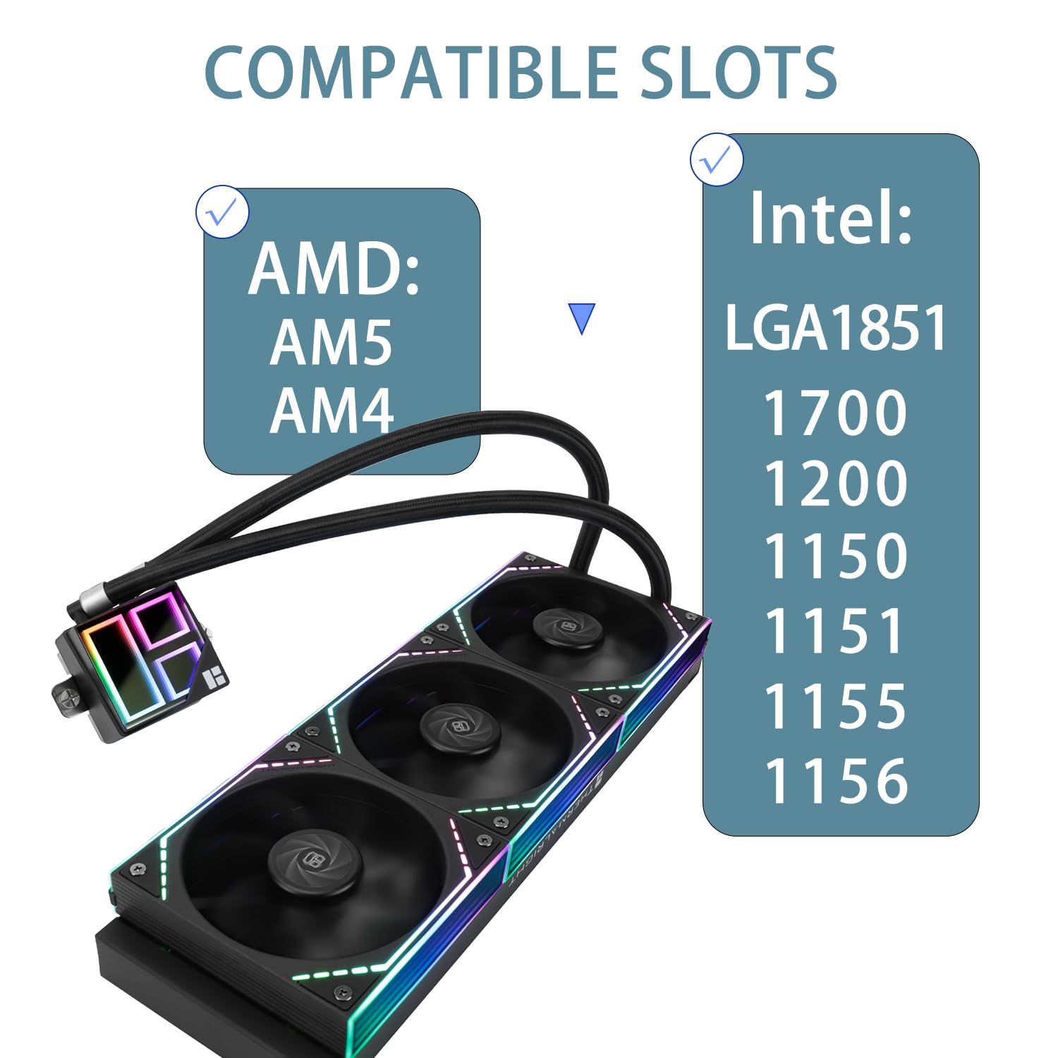 TR-Thermalright Frozen Infinity 360 Black Liquid CPU Cooler, 360 mm Aio Cooler-Infinity effetto luce specchio, 2000 giri/min, per AMD AM4/AM5, Intel LGA1851/1700/1150/1151/2011