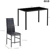 Vista 3 de Juego de mesa y silla de comedor de 7 piezas, juego de mesa de comedor para 6 mesas de cocina con 6 sillas, mesa rectangular de vidrio con 6 sillas