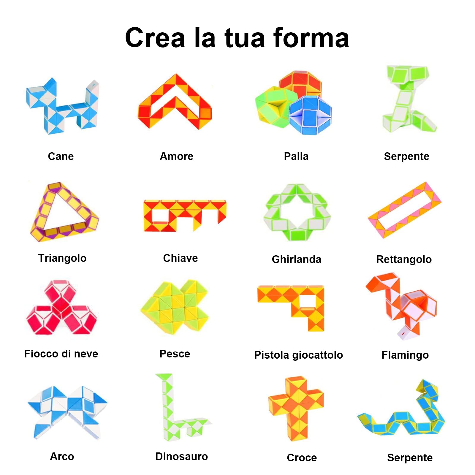 GOLDGE 13 Pack Mini Cubo di Serpente Giocattolo Gadget Compleanno Bambini, 24 Blocchi Magico Fine Festa Invitati Idea Regalo 3 4 5 6 Anni