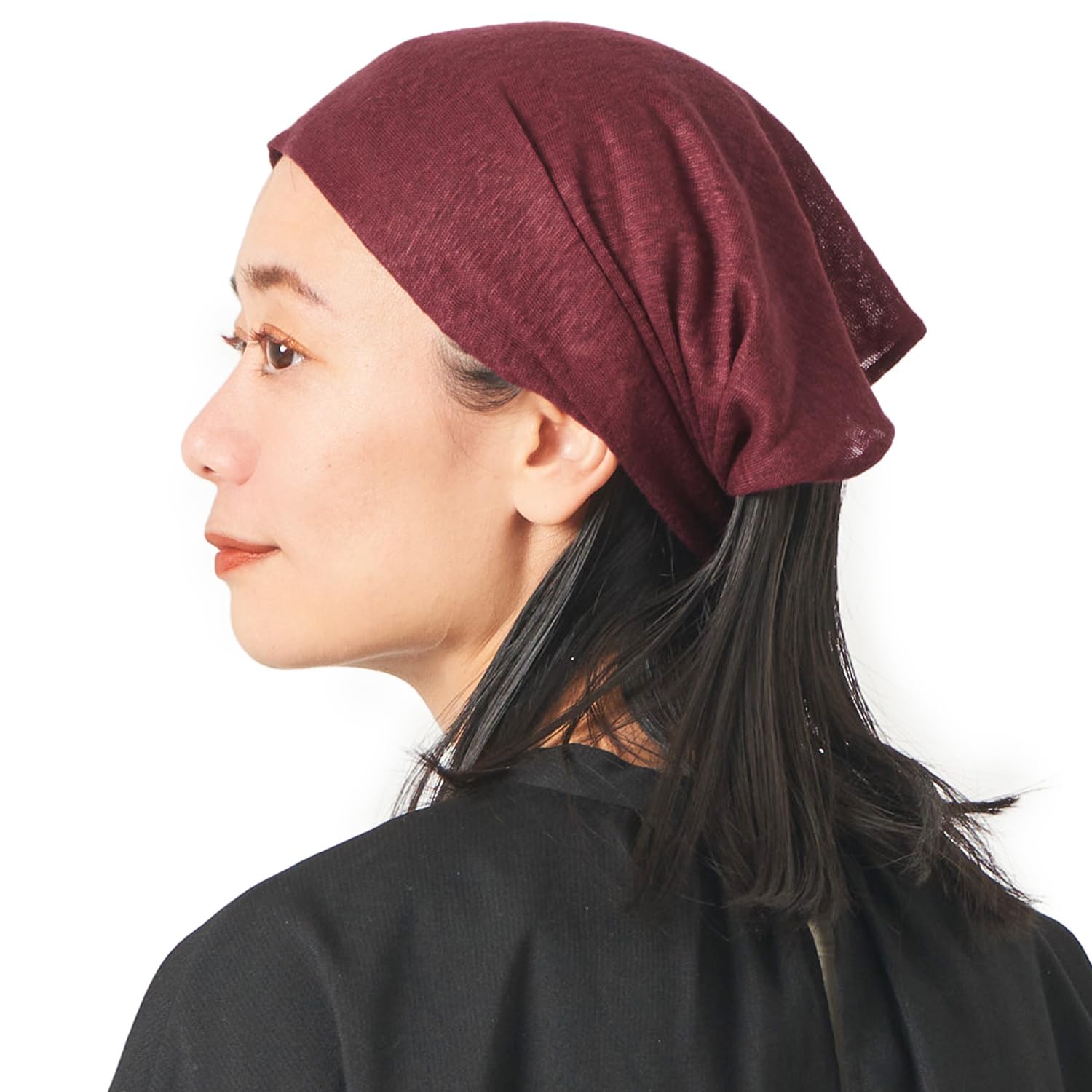 Womens Linen Head Band Mens Bandana Natural Elastic Hairband Sports Fashion Wrap, Burgundy, One Size-image-14