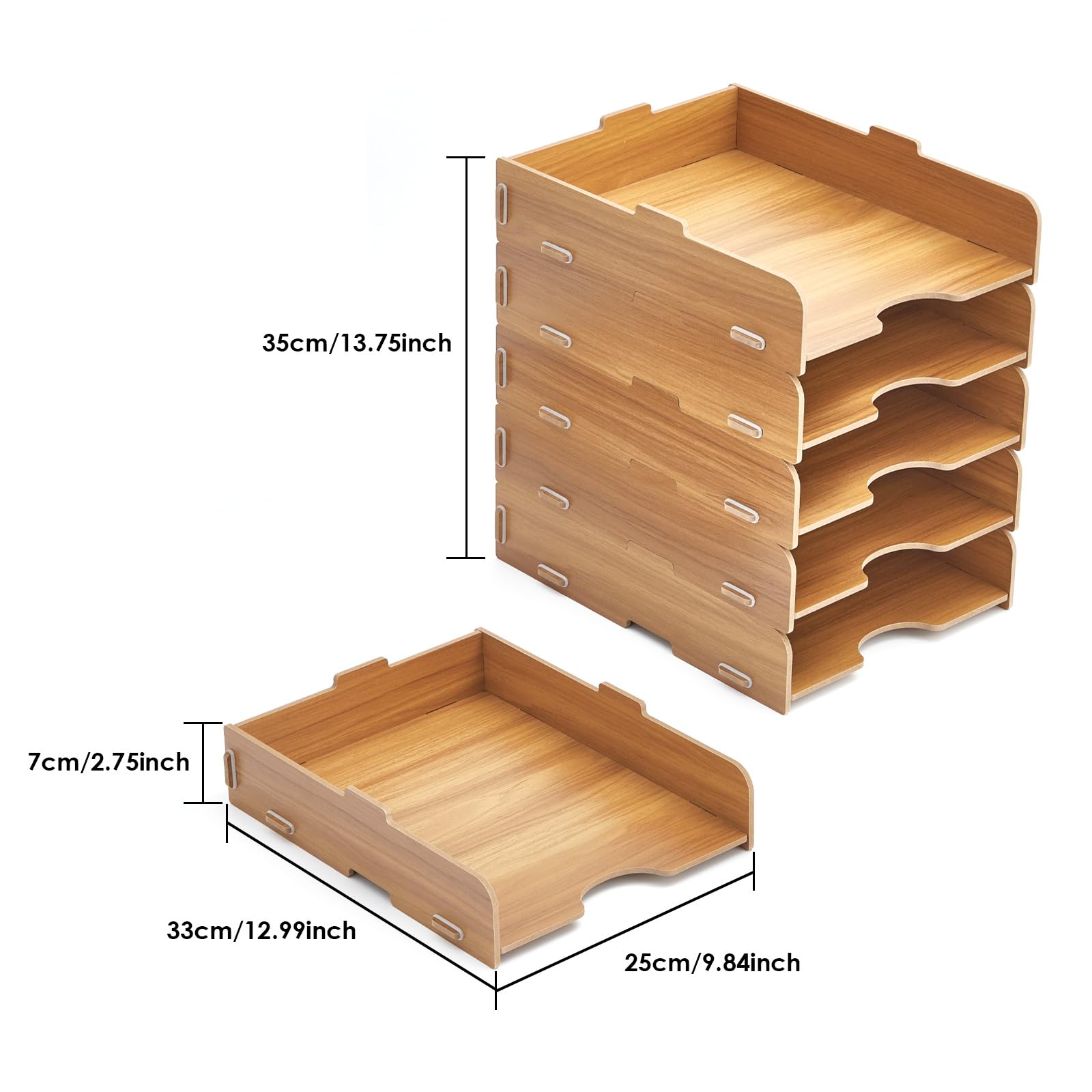 Ablagefächer Stapelbar, 6 STÜCK Büro Organizer Schreibtisch Briefablage Holz für Ablage Schreibtisch/Ablagefächer/Dokumentenablage/Papierablage Aktenablage A4