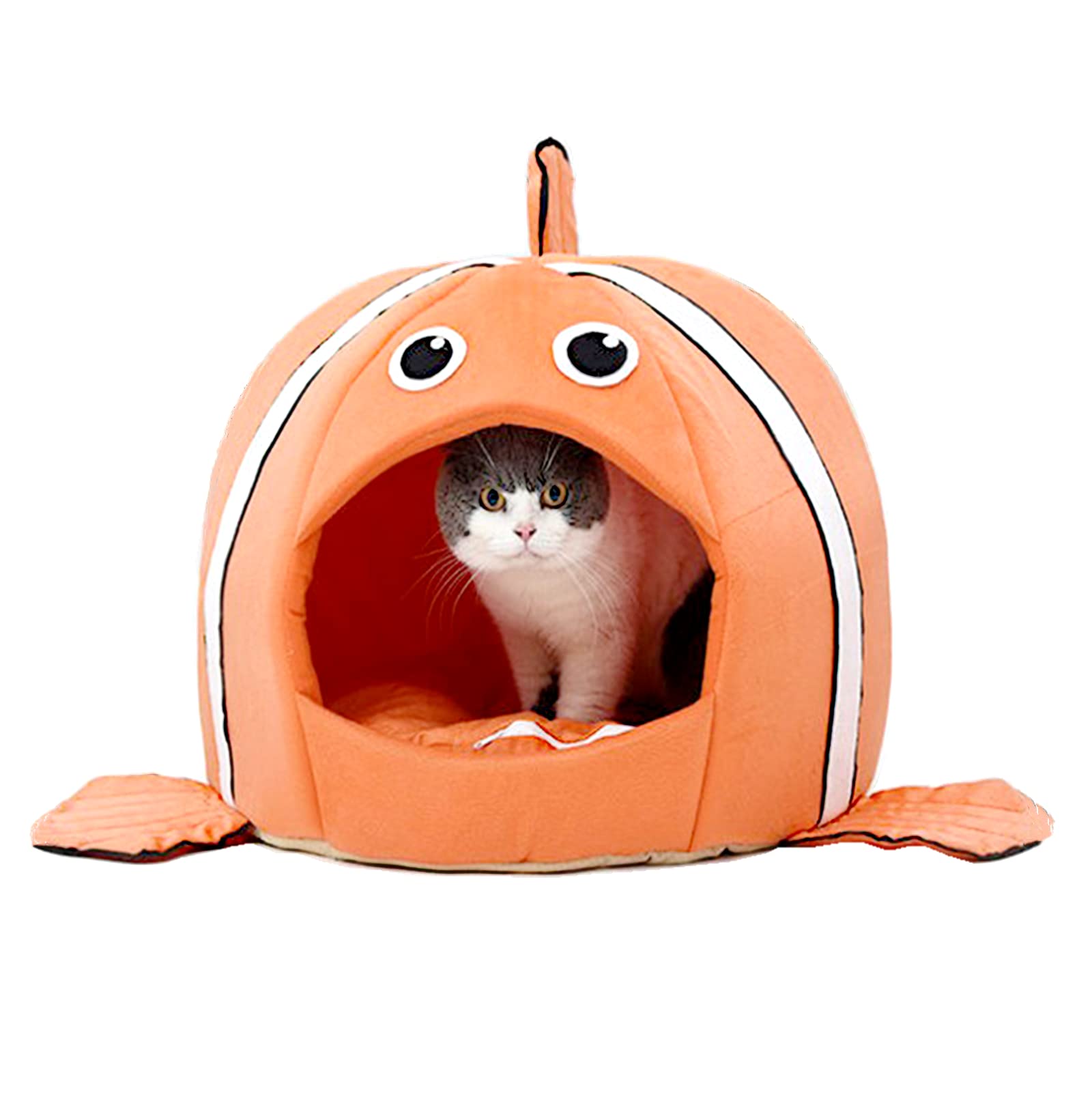 Orange Pet Bed with One Cushion and One Warm Kennels, Cat Bed Small Cat and Dog Cave Comfort Bed, Removable Pet Bed
