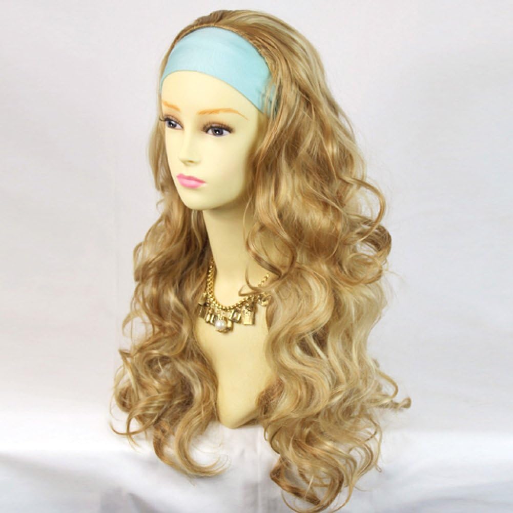 Curly 3/4 Fall Hair Piece Long Wavy Lady Half Wig hairpiece Pale Blonde Strawberry Blonde and Golden Blonde mix from Wiwigs