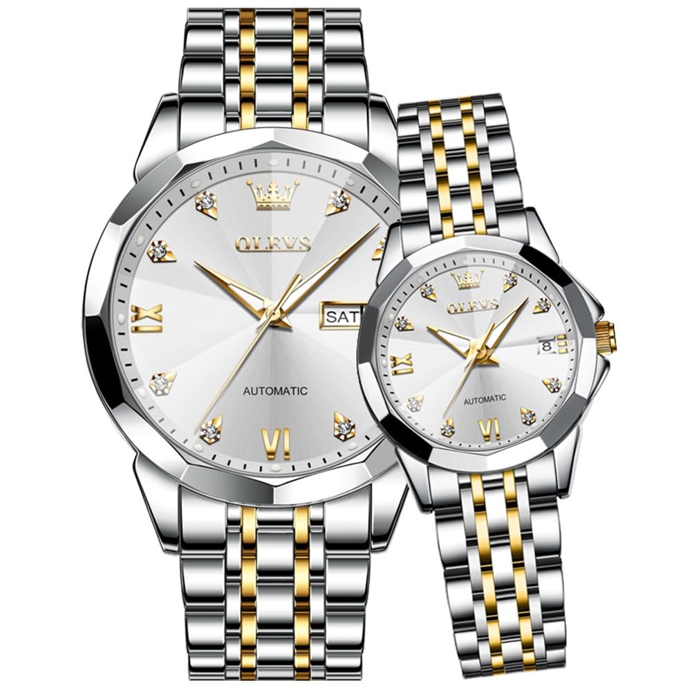 OLEVS Model 9982 Automatic Watch, white band, white face