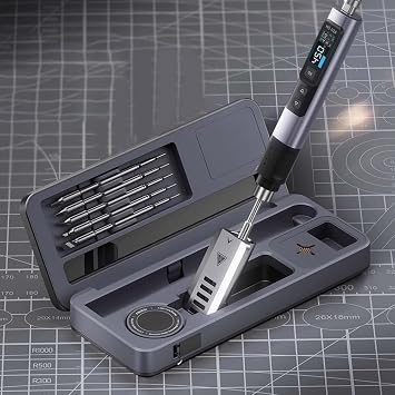 for Smart Electric Soldering Iron Kit HS-02 With Storage Box Mobile Workbench Set CNC Aluminum Alloy Shell 100W Temperature Control PD QC DC Power Supply 0.96" IPS Display Screen 100-450CHS-02A