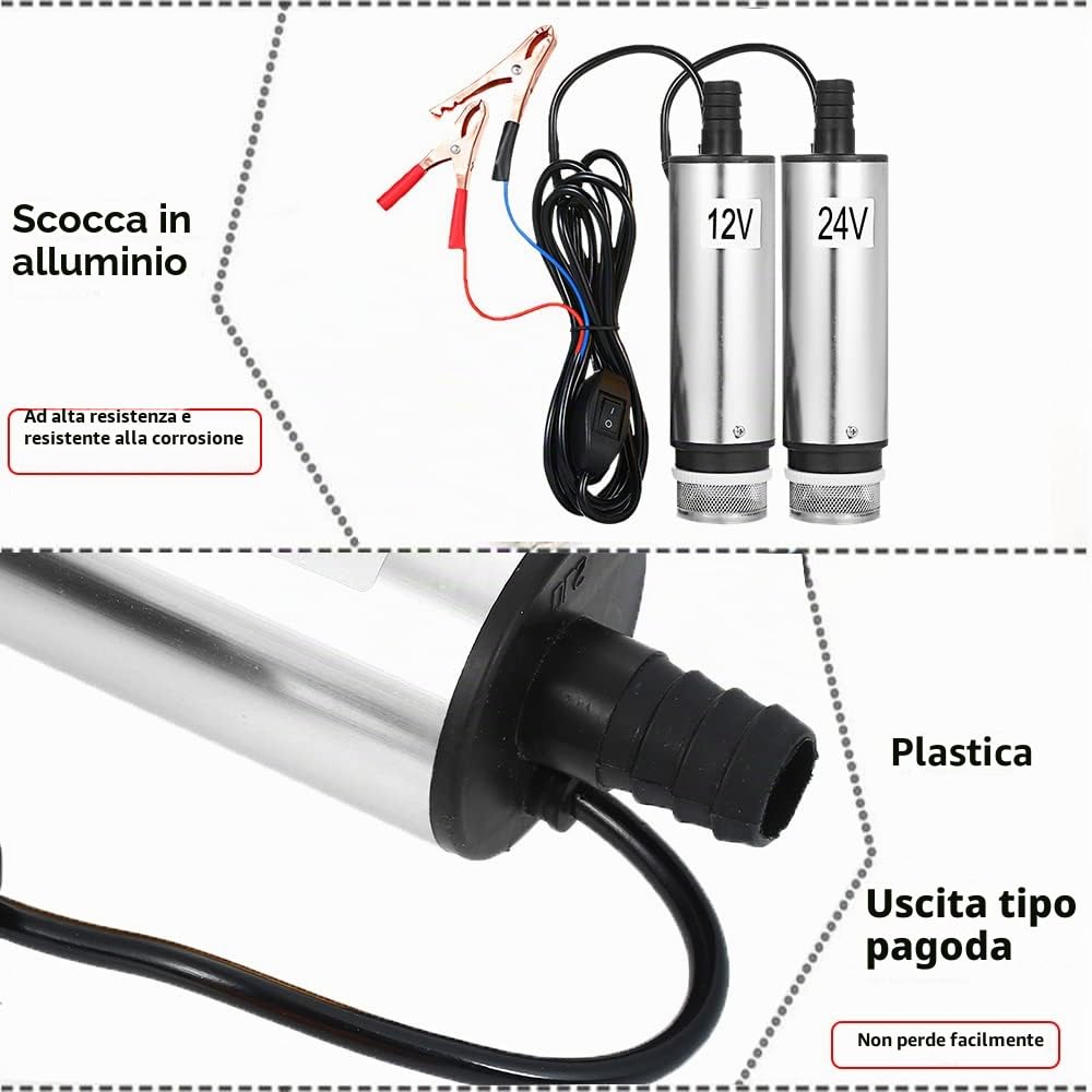 Weytoll Pompa sommersa 12V 51 mm con filtro elettrica carburante presa accendisigari
