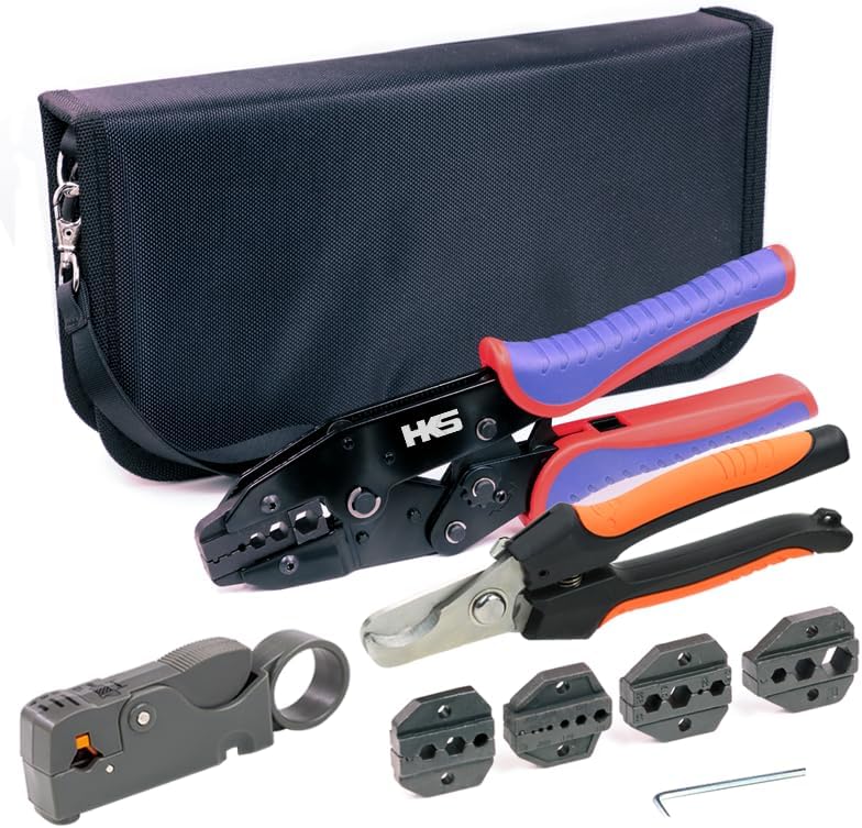 HKS Coax Ratchet Crimping Tool Kit with 5 Dies