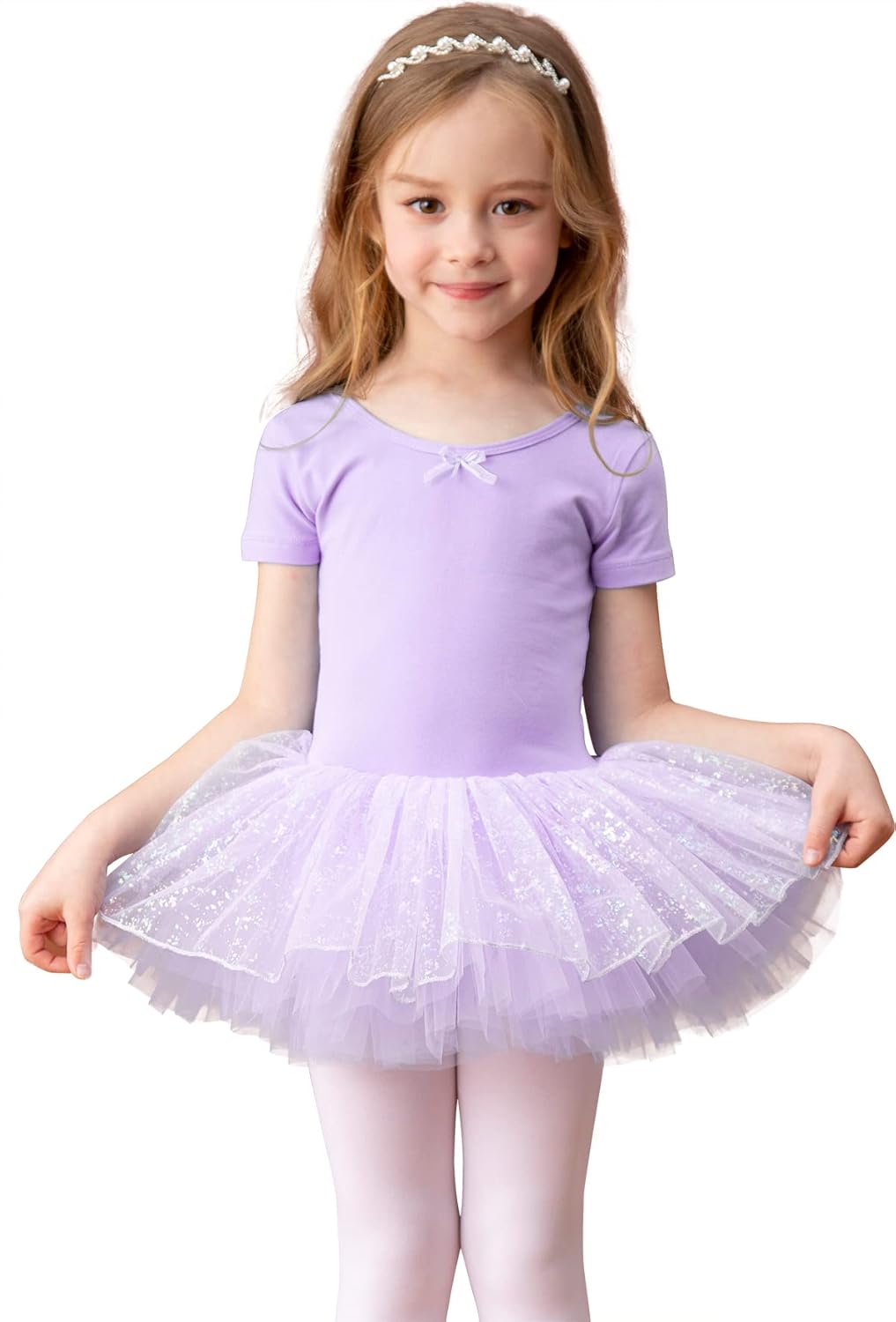 MdnMd Fly Short Sleeve Lace Dance Ballet Tutu Leotard Ballerina Outfit for Toddler Girls - Image 2