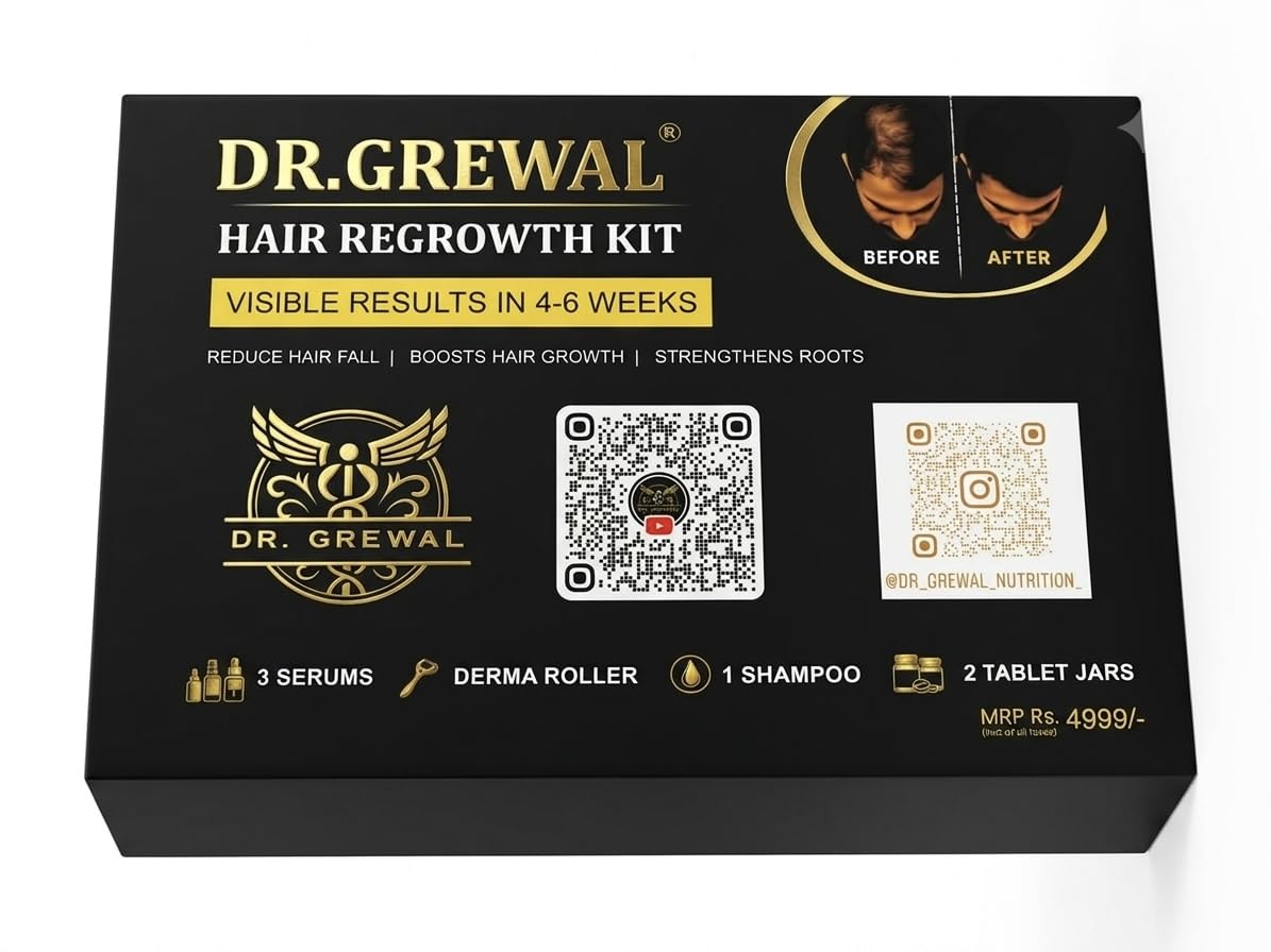 advanced hair regrowth kit for hair fall control & density (includes 3 serums, 1 derma roller, 1 cleansing shampoo & 2 tablet jars) - complete 5-in-1 scalp care routine