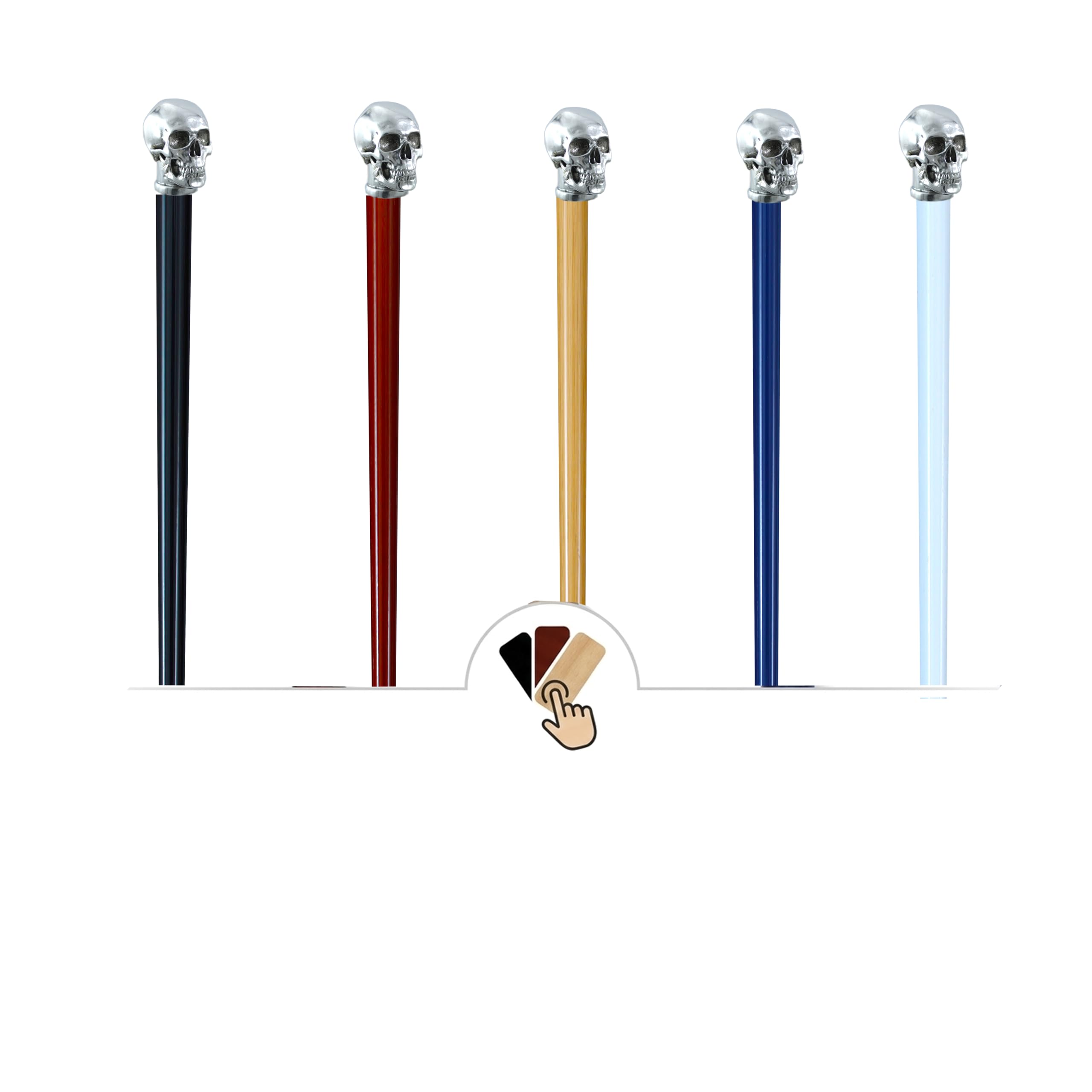 CAVAGNINI Bastón de paseo de calavera elegante de ceremonia de haya natural para hombre y mujer, de madera y metal puro, fabricado en Italia