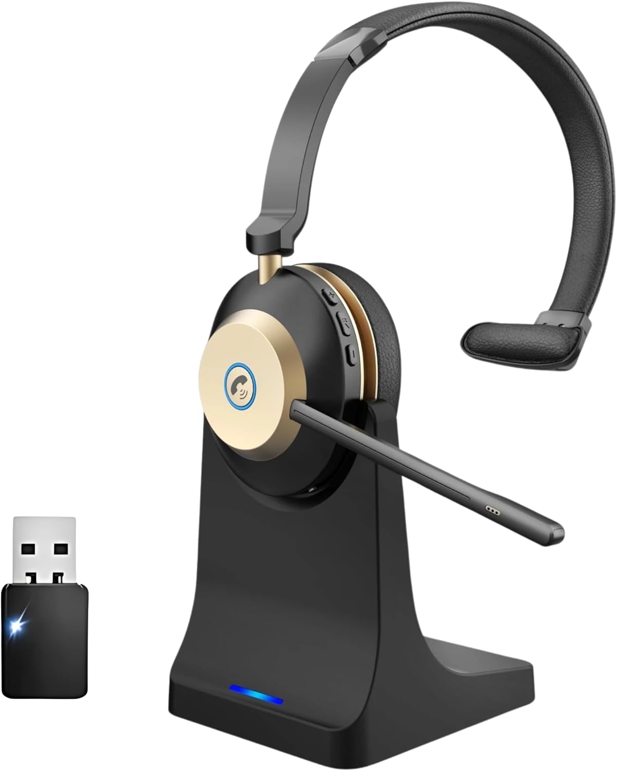 Wireless Headset with Mic, Noise Cancelling Headphones for Work/Trucker Bluetooth Headset V5.3 / Best Headsets to Work from Home/Office/Computer/Phone/Zoom, Call Center. Auto Switch BTW 2 Devices.