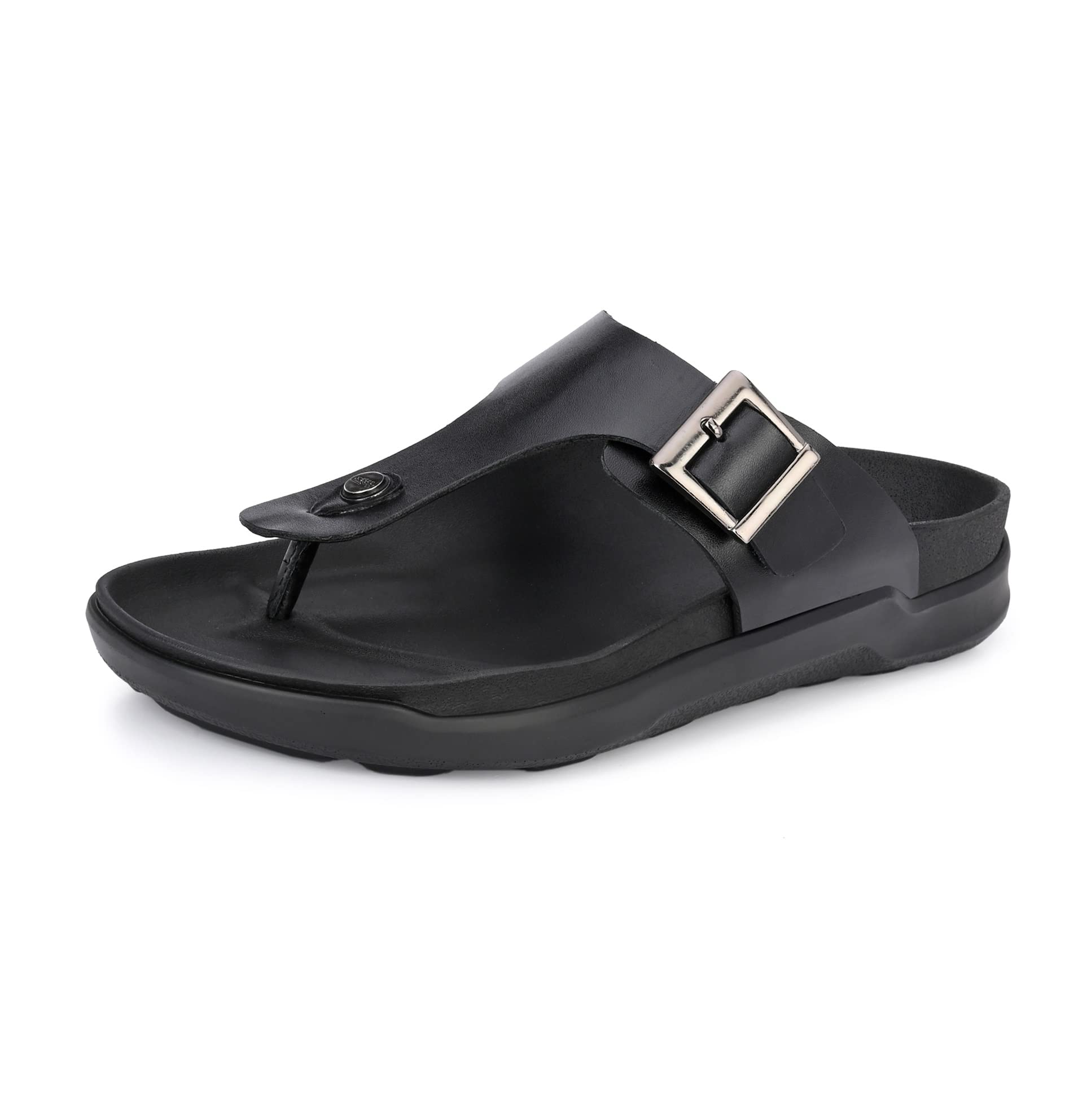 HITZ Mens Black Leather Casual Open Toe Slipper - 7 UK (B0BRN83MGL) Amazon Price History, Amazon Price Tracker