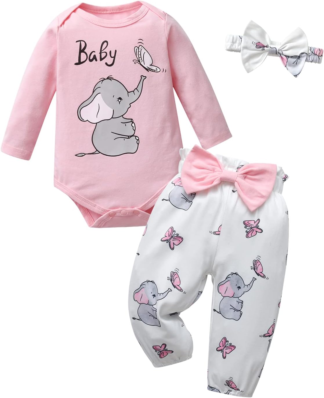 JourekerNewborn Baby Girl Clothes Infant Long Sleeve Letter Print Ruffle Romper + Pants Outfits Set