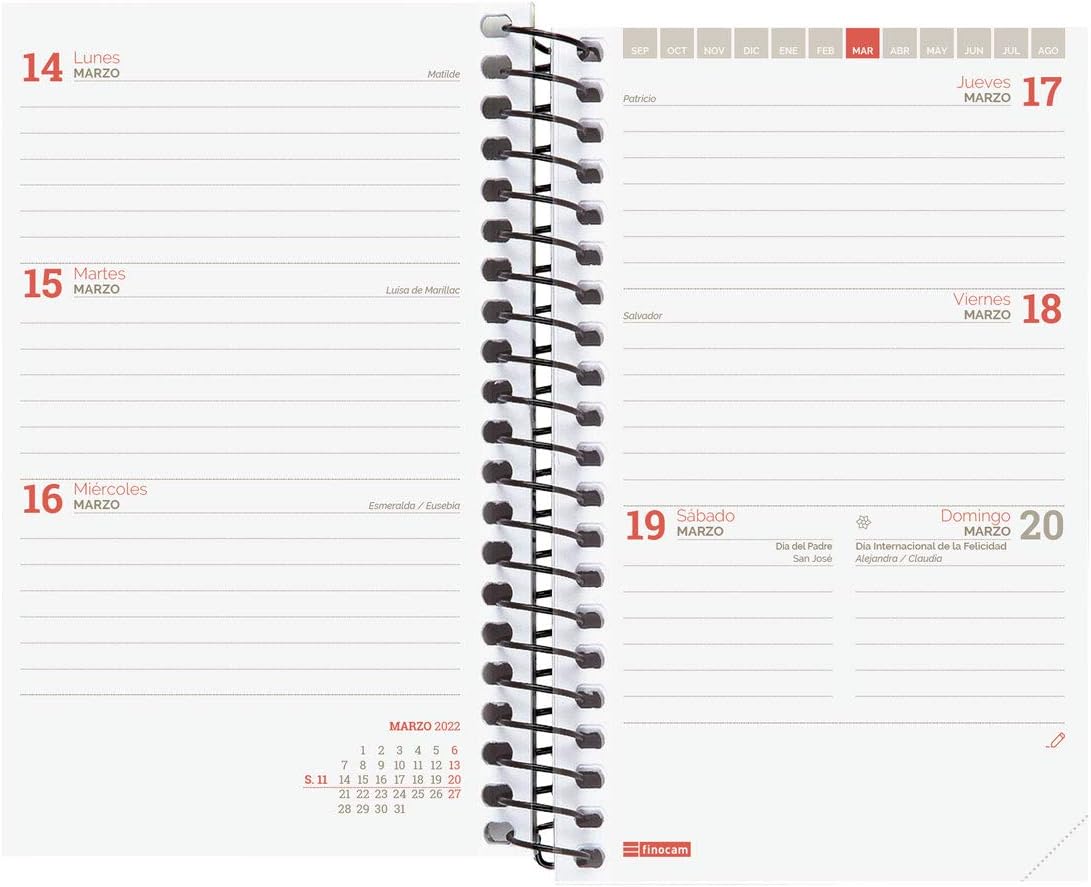 Finocam Diary 2021 2022 Week to View Landscape September 2021, August 2022 12 Months E3, 79 x 127 Espir Spanish Green - Image 5