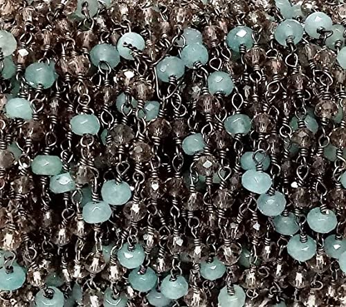Chaîne rosaire quartz fumé hydro calcédoine de 5 pieds pour bijoux